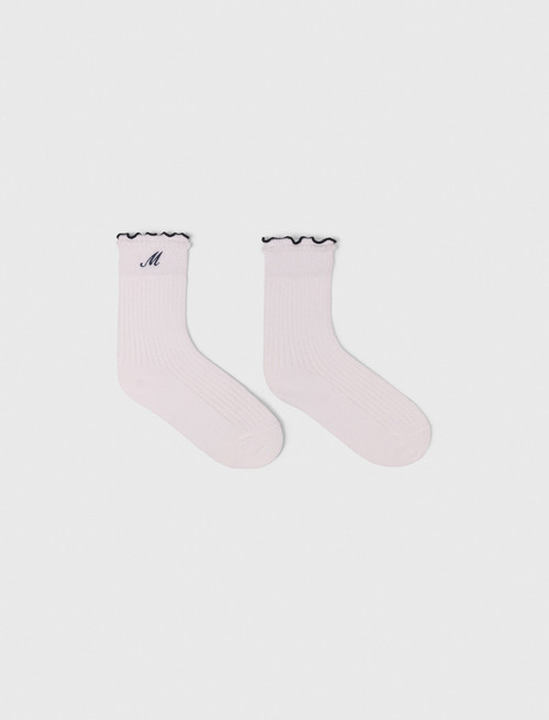 Cotton pointelle socks - White