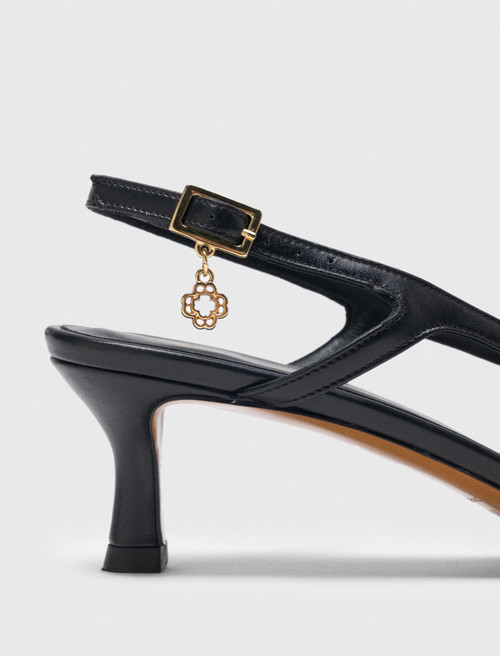 Smooth leather slingback pumps - Black