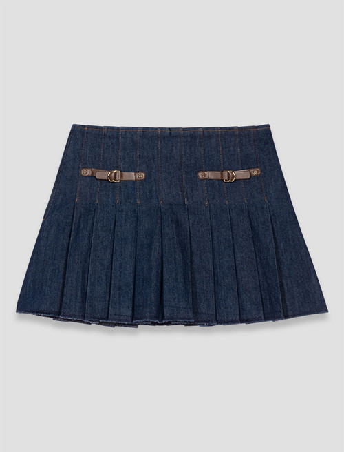 Short denim skirt with lining - Navy