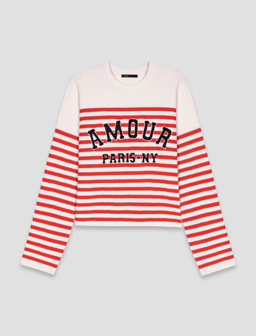 Striped rib knit jumper - Ecru