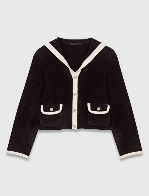 Velvet effect cardigan - Black