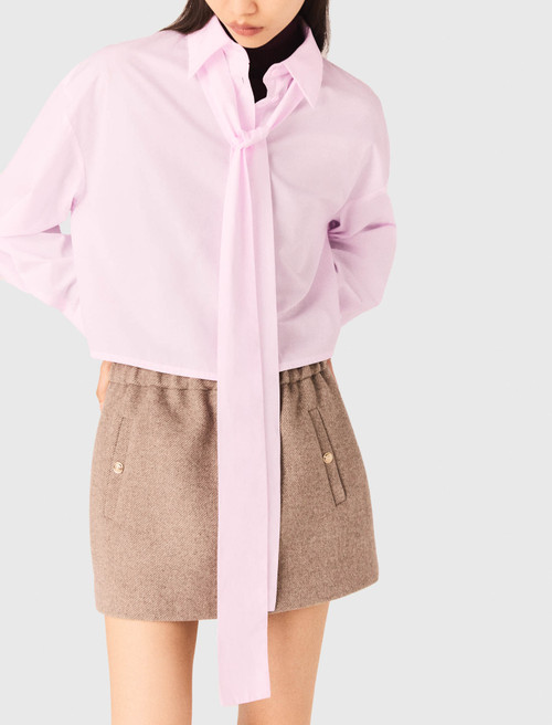 Short shirt with pussy bow - Pink