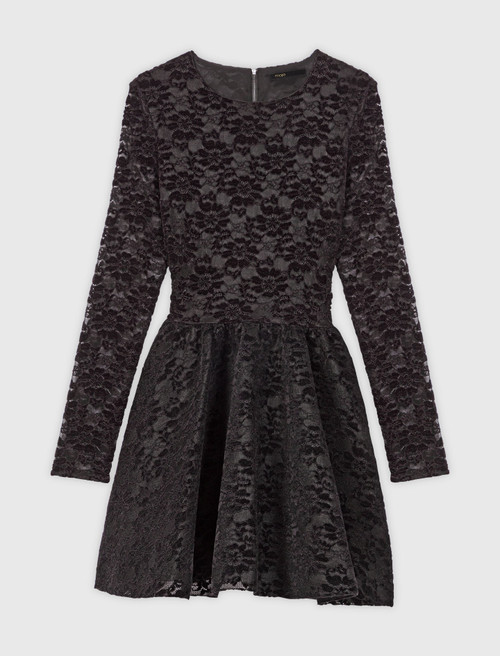 Flared velvet maxi dress - Black