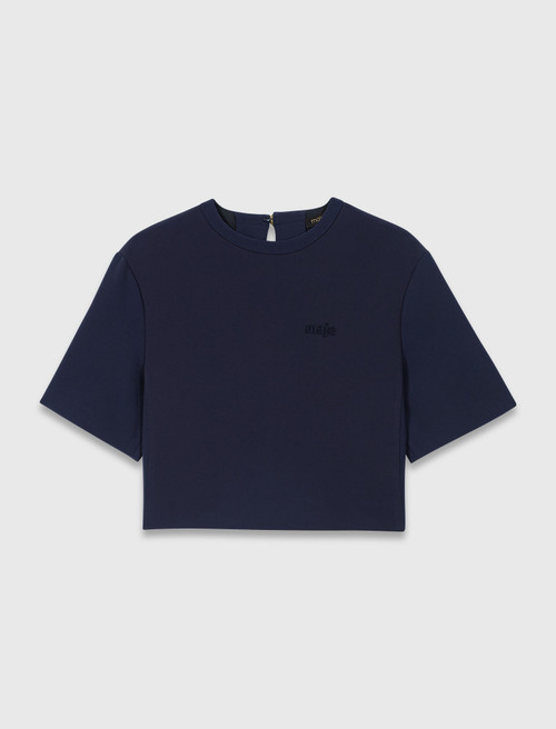 Heavy crepe short top - Navy