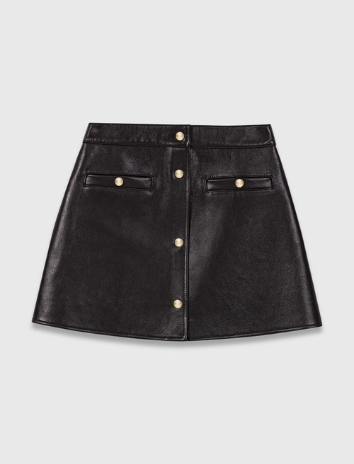 Short leather skirt - Black
