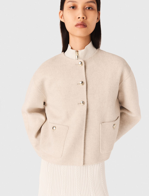 Cropped wool coat - Ecru