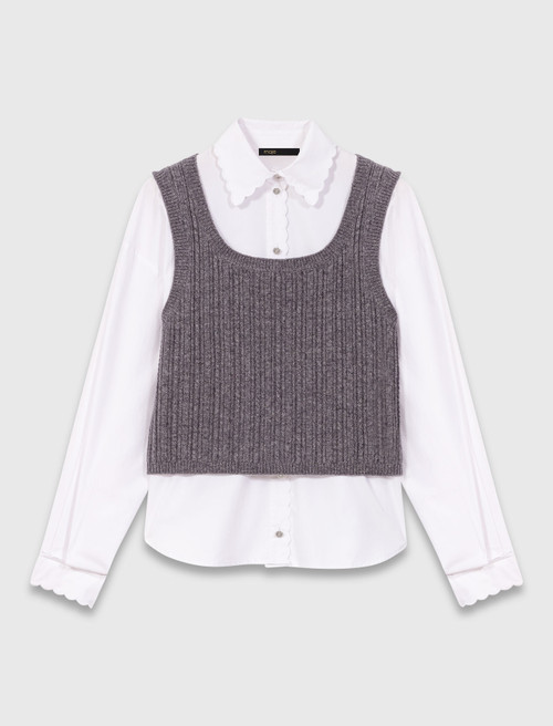 Knit top with removable shirt - Grey