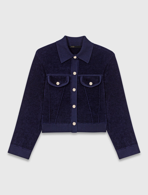 Cropped velvet jacket - Navy