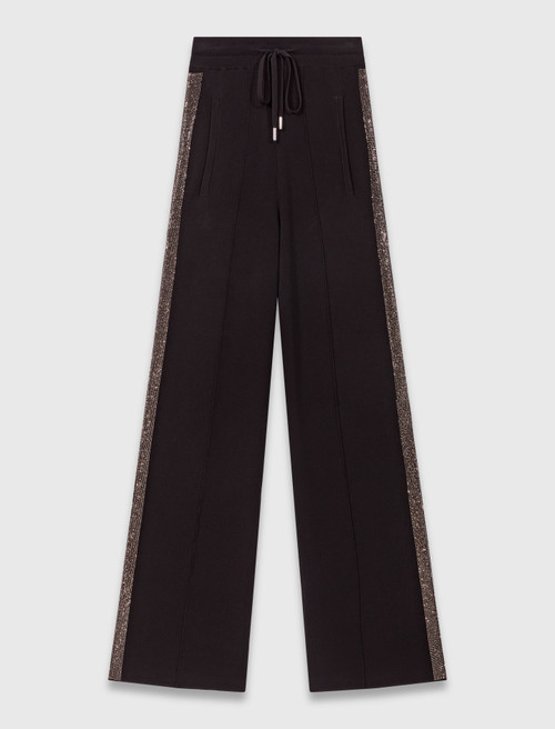 Trousers with rhinestone band - Black