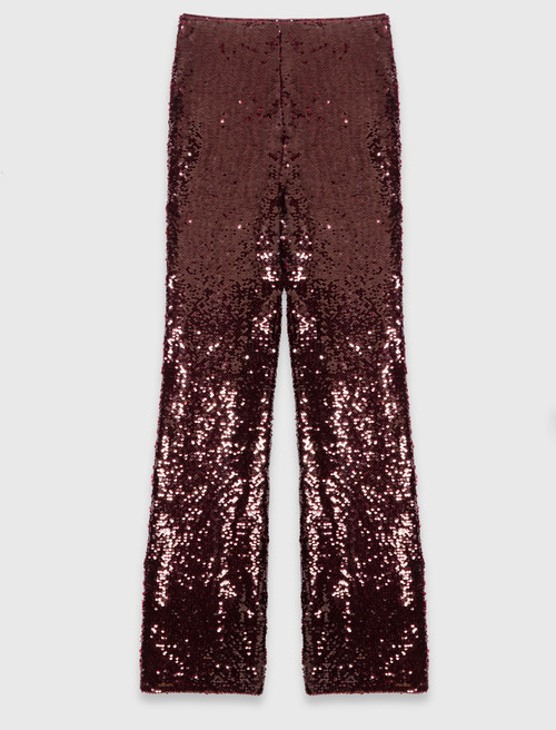 Sequin embroidered trousers - Bordeaux