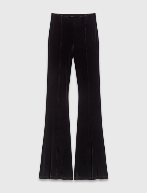 Stretch velour trousers - Black