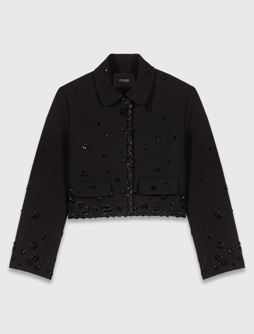 Short embroidered jacket - Black