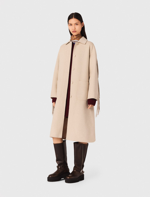 Long wool coat - Beige Long wool coat - Beige