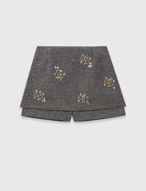 Floral embroidered shorts - Grey