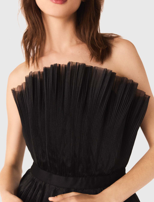 Tulle and organza bustier dress - Black