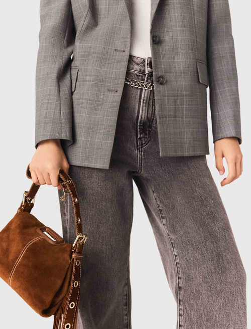 Topstitched suede Miss M Mini bag - Brown