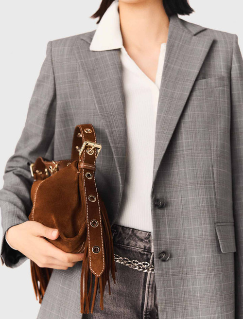 Topstitched suede Miss M Mini bag - Brown