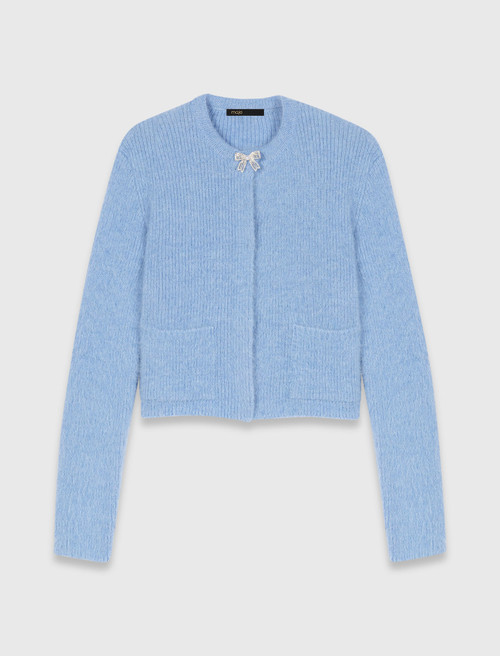 Jewelled bow cardigan - Blue