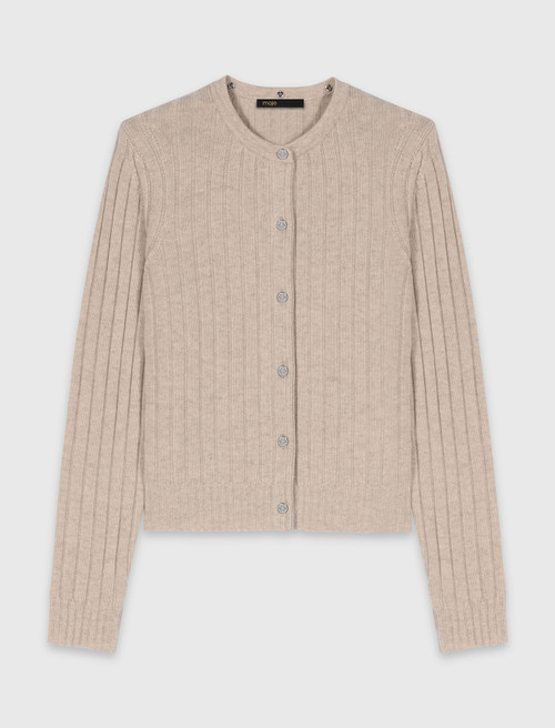 Cardigan with removable bead collar - Beige