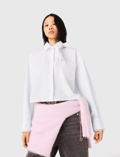 Crochet collar shirt - White