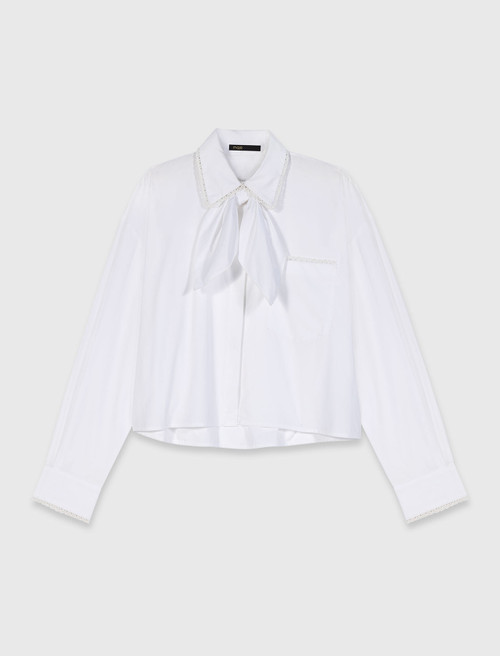 Crochet collar shirt - White