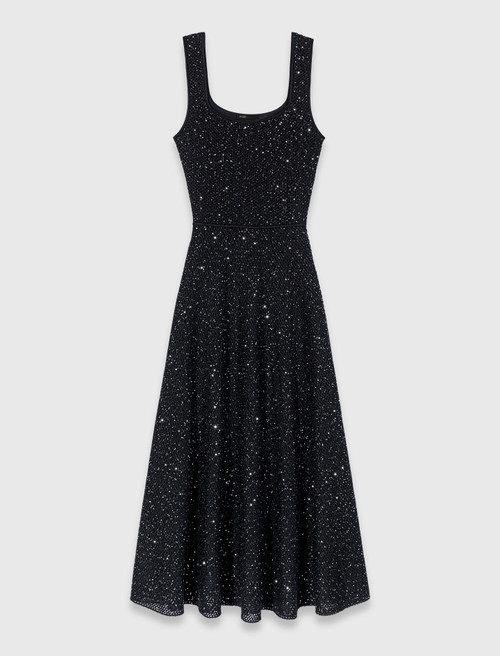 Rhinestone knit maxi dress - Black
