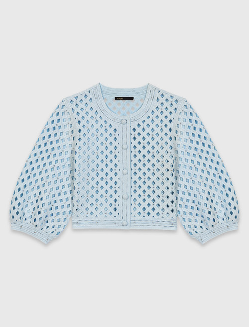Rhinestone crochet cardigan - Blue