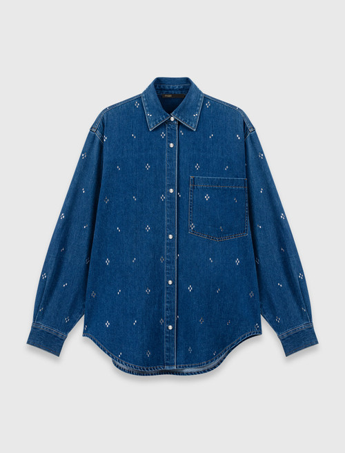 Rhinestone denim shirt - Blue