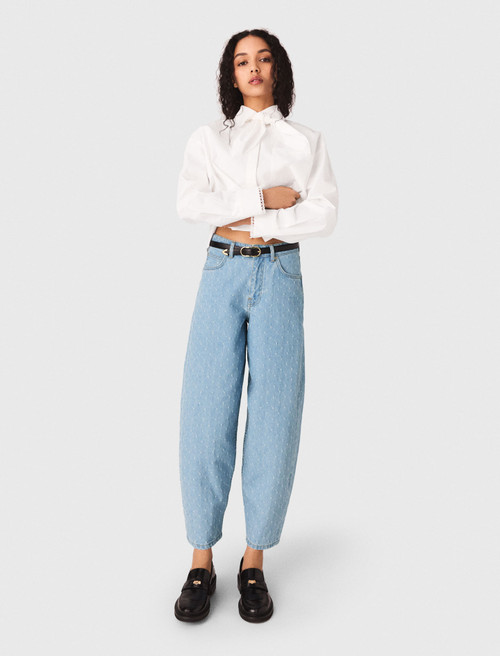 Textured balloon jeans - Blue