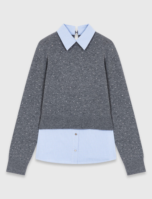 Removable rhinestone trim jumper - Grey