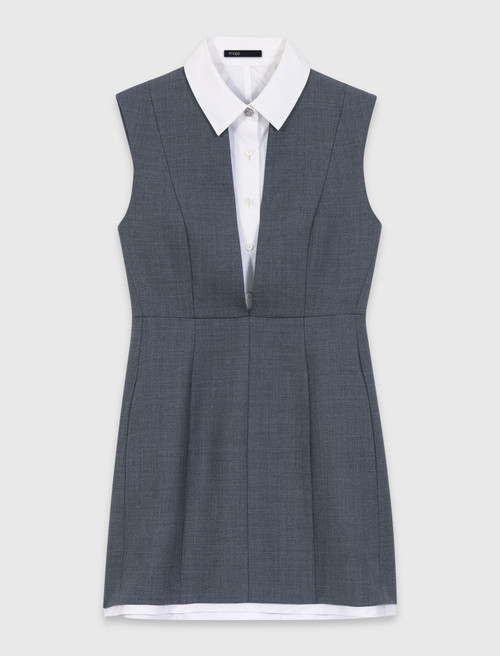 Layered effect tailored dress - Grey