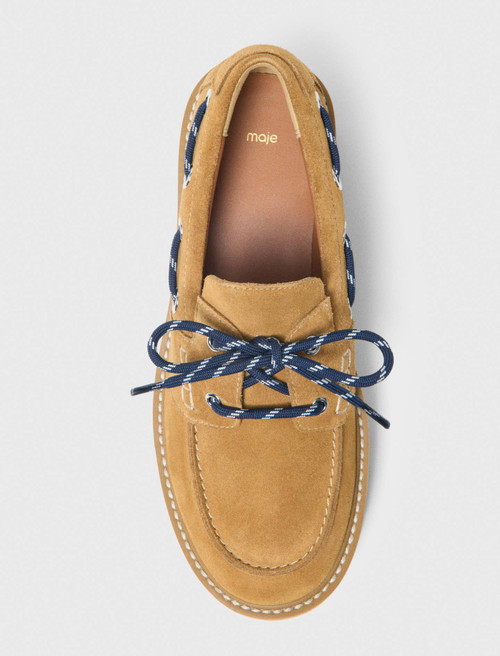 Suede platform boat shoes - Camel