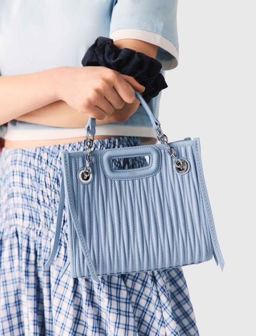 Mini quilted leather tote bag - Blue