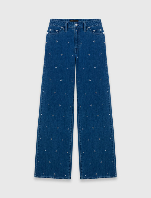 Wide jeans with rhinestones - Blue