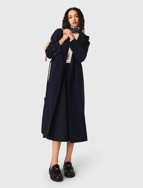 Removable rhinestone hood trench - Navy