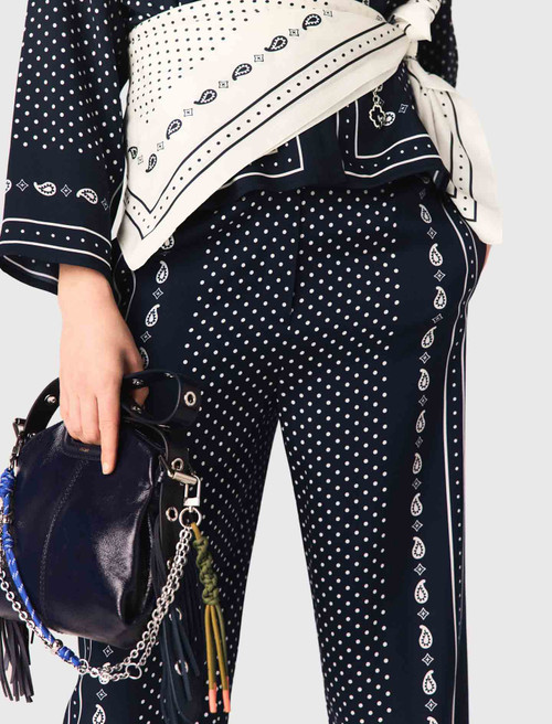 Printed fluid trousers - Navy