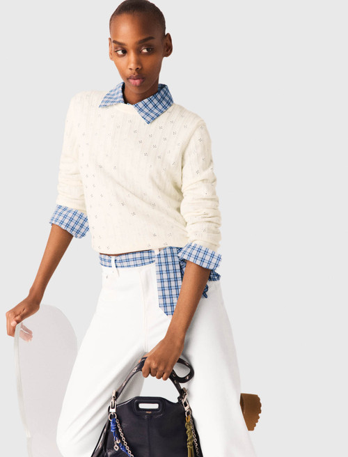 Rhinestone front cardigan - Ecru