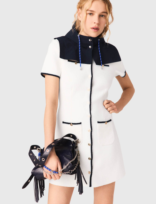 Short dress with contrasting trim - Ecru
