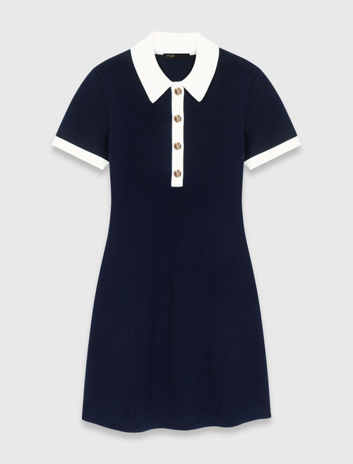Contrast trim polo dress - Navy