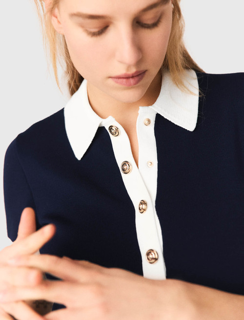 Contrast trim polo dress - Navy