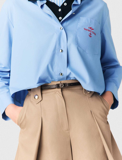 Pleated cotton shorts - Beige