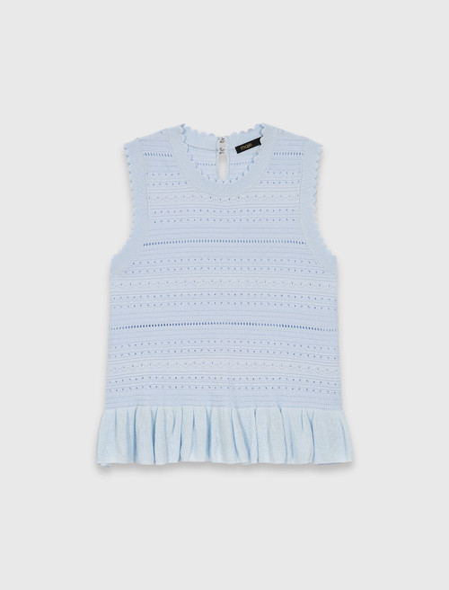 Ruffled knit top - Blue