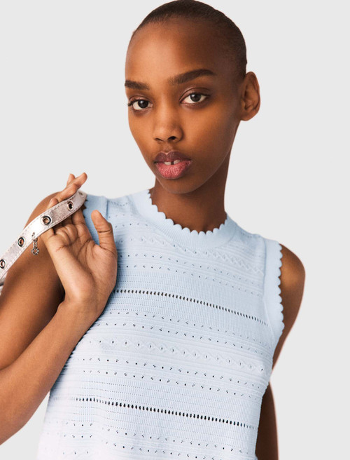 Ruffled knit top - Blue