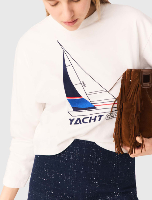 Boat print T shirt - White