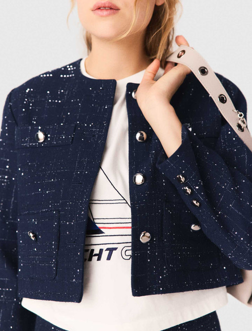 Short jacket with patch pockets - Navy