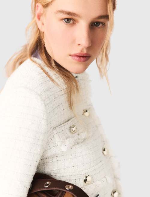 Cropped tweed jacket - Ecru