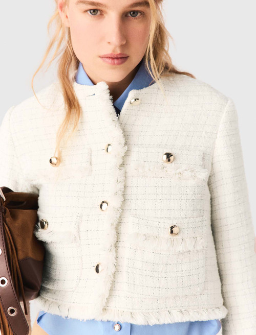 Cropped tweed jacket - Ecru