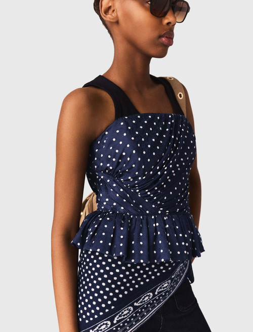 Patterned bustier top - Navy