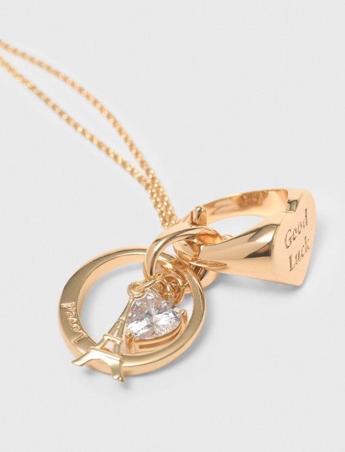 Goldtone necklace with ring details - Gold