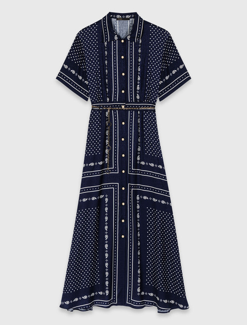 Flowy patterned maxi dress - Navy